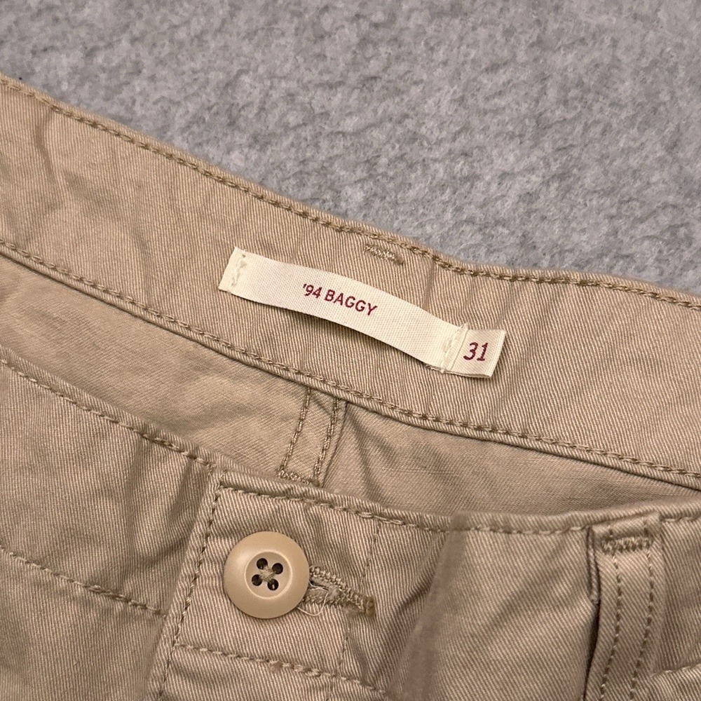 Levi's '94‎ Baggy Cargo Wide Leg Pants Women's 31 (33x29) Khaki Tie Hem Skater - Picture 2 of 12